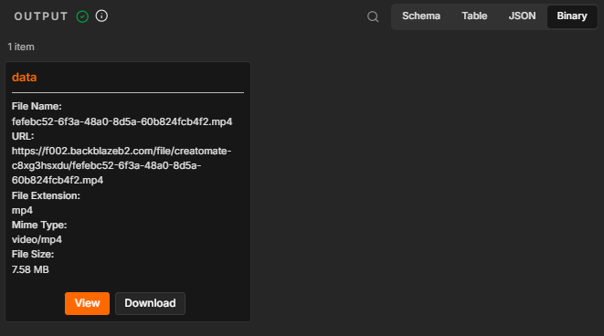Finished GPT Image video downloaded as an MP4 file in n8n.